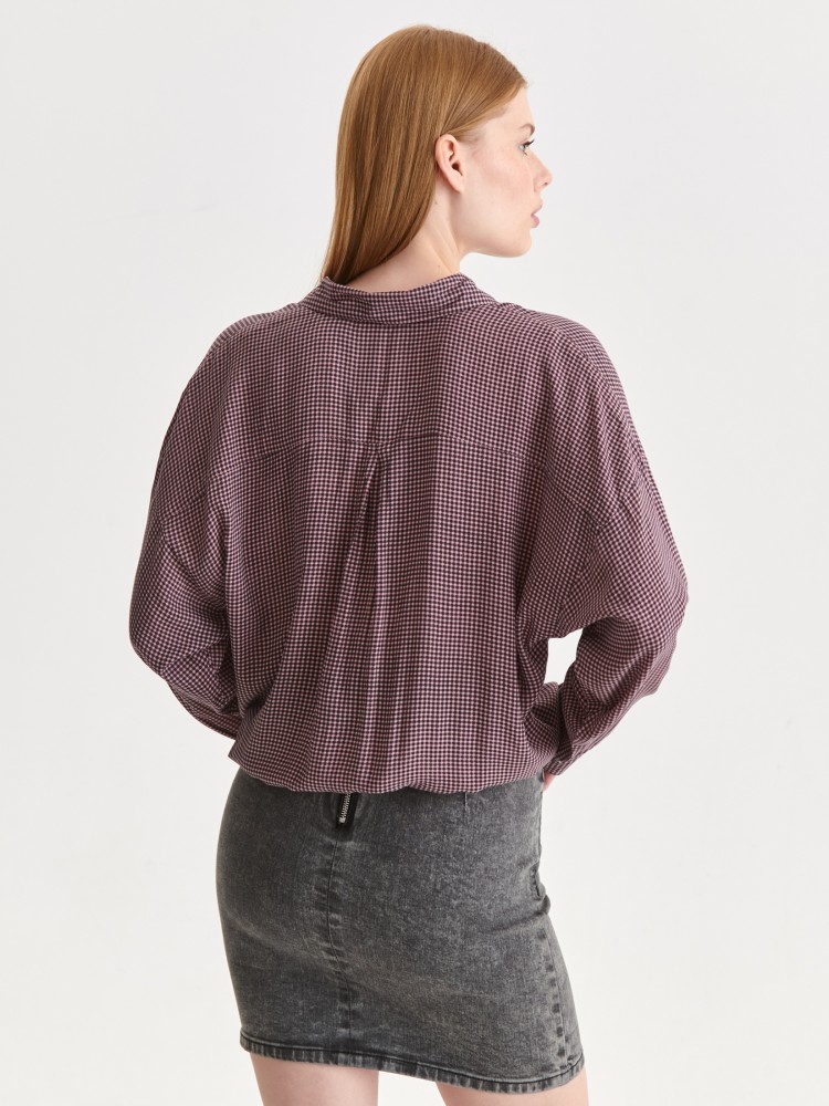 Koszula damska w pepitkę, z gumką w pasie