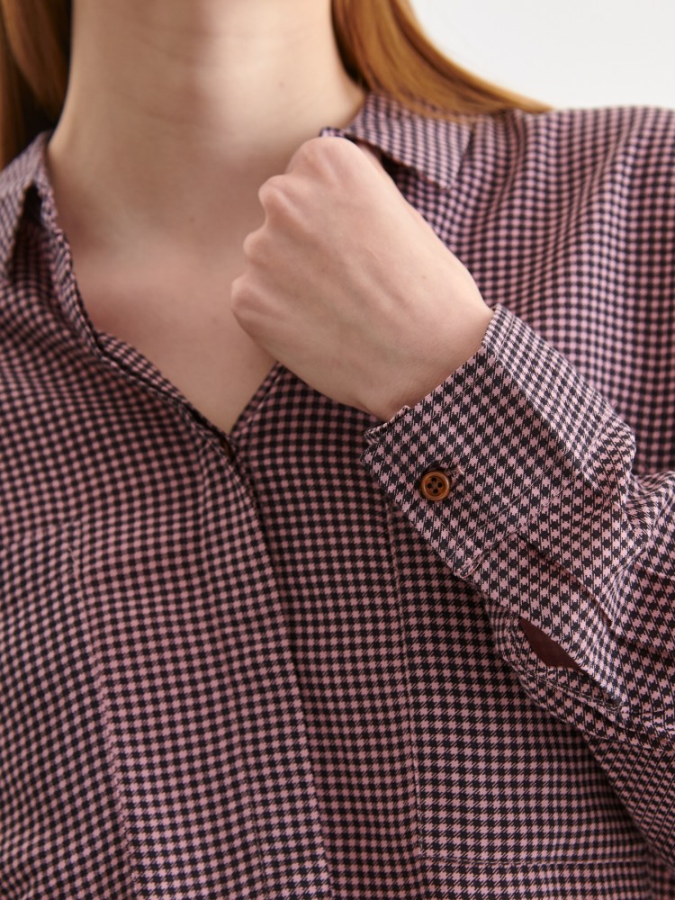 Koszula damska w pepitkę, z gumką w pasie