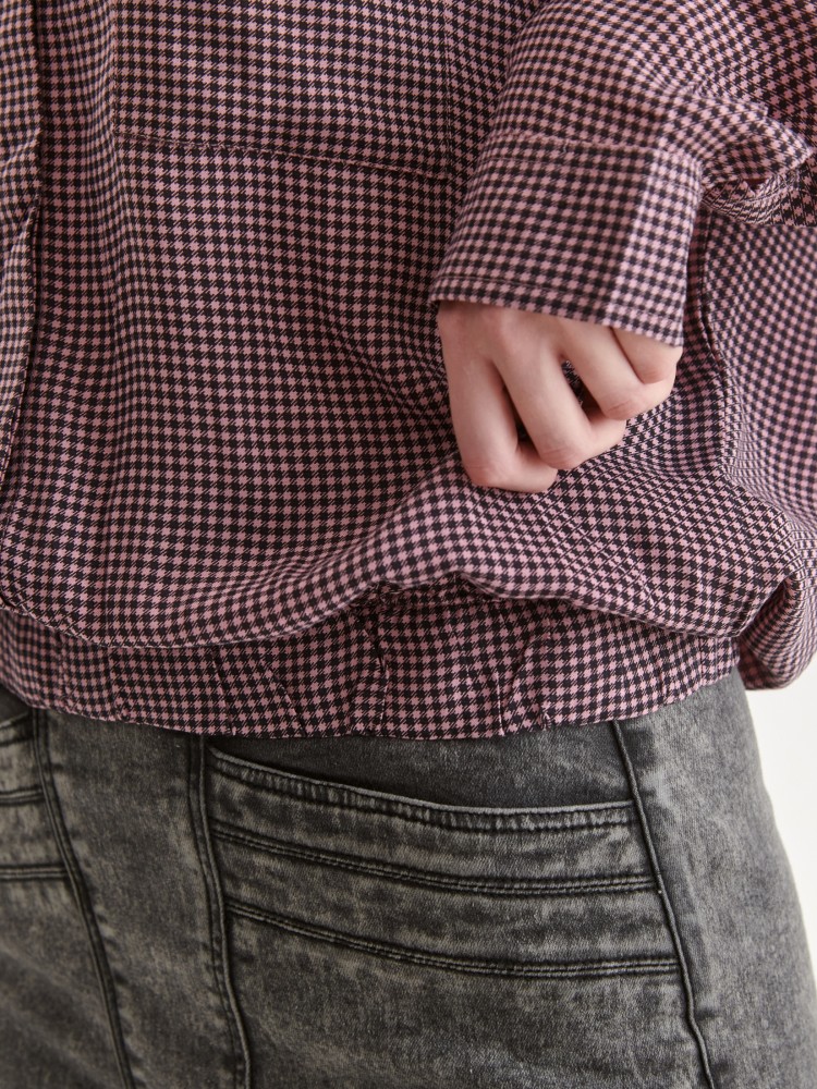 Koszula damska w pepitkę, z gumką w pasie