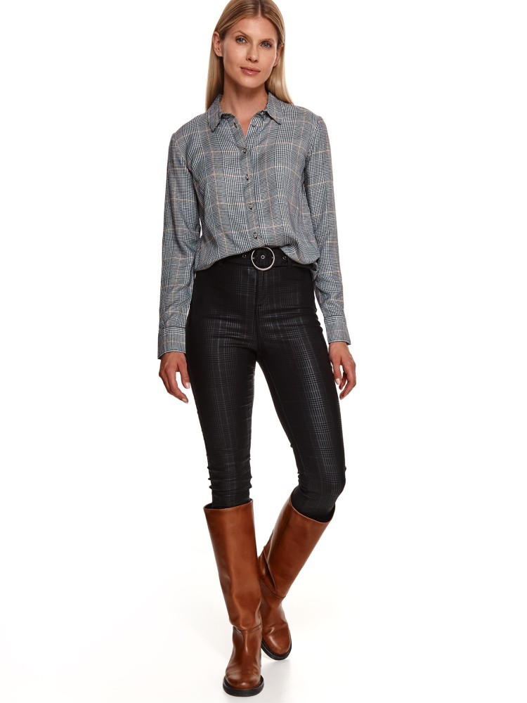 Koszula damska w kratę z długim rękawem