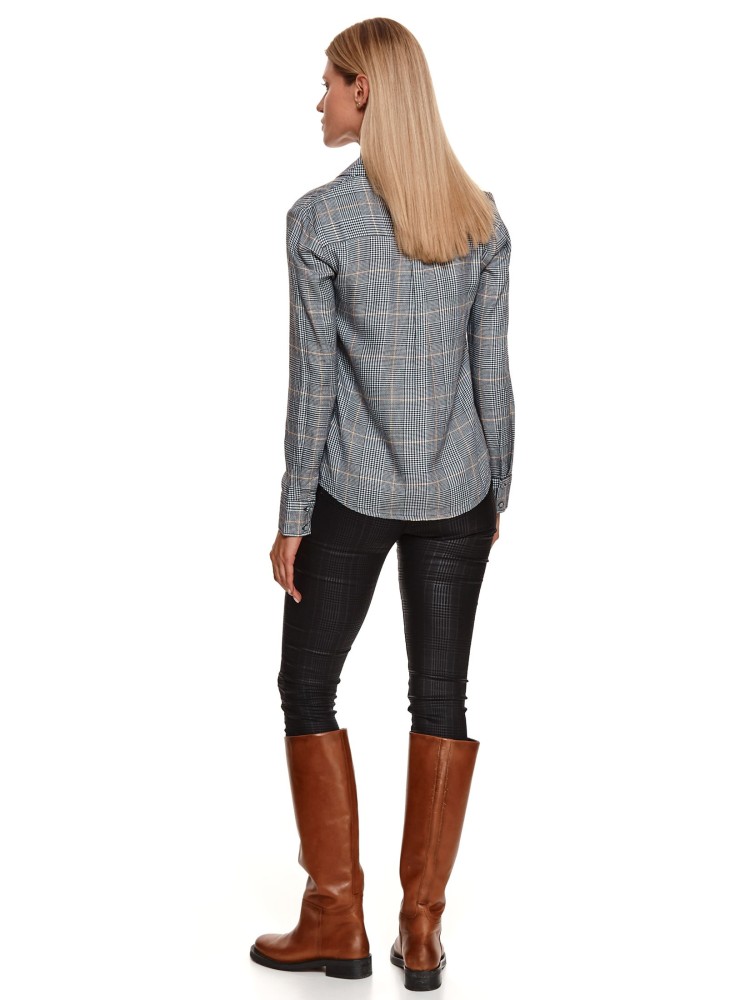 Koszula damska w kratę z długim rękawem