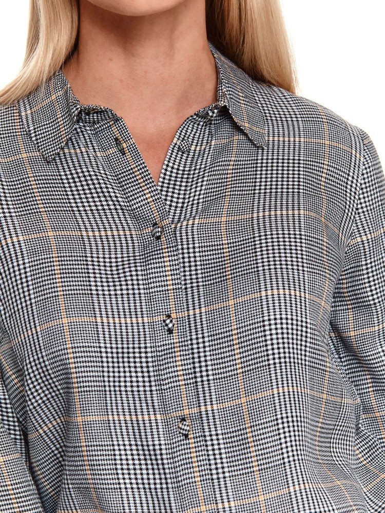 Koszula damska w kratę z długim rękawem