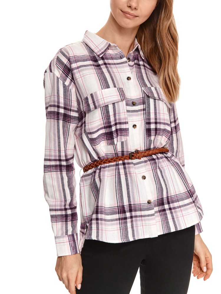 Koszula w kratę z paskiem Koszula w kratę z paskiem