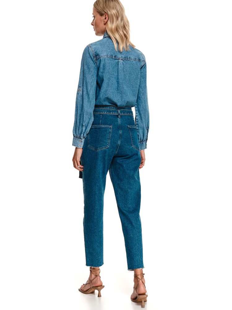 Jeansowa koszula z podwijanymi rękawami