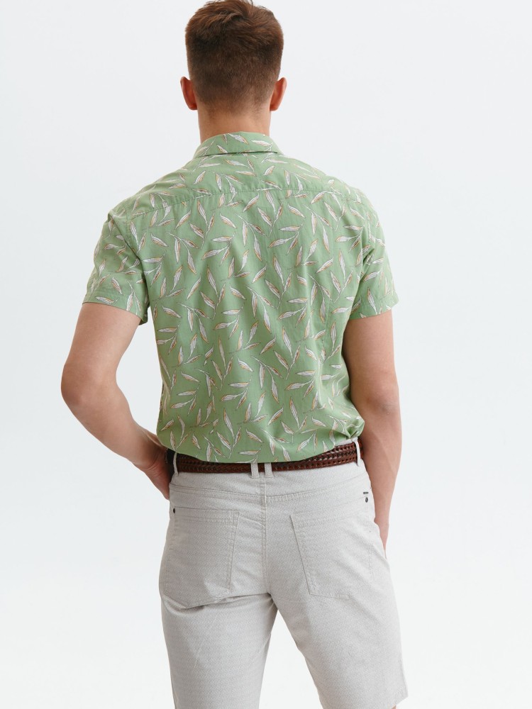 Koszula krótki rękaw męska z roślinnym nadrukiem Koszula krótki rękaw męska z roślinnym nadrukiem