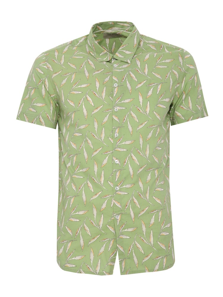 Koszula krótki rękaw męska z roślinnym nadrukiem Koszula krótki rękaw męska z roślinnym nadrukiem