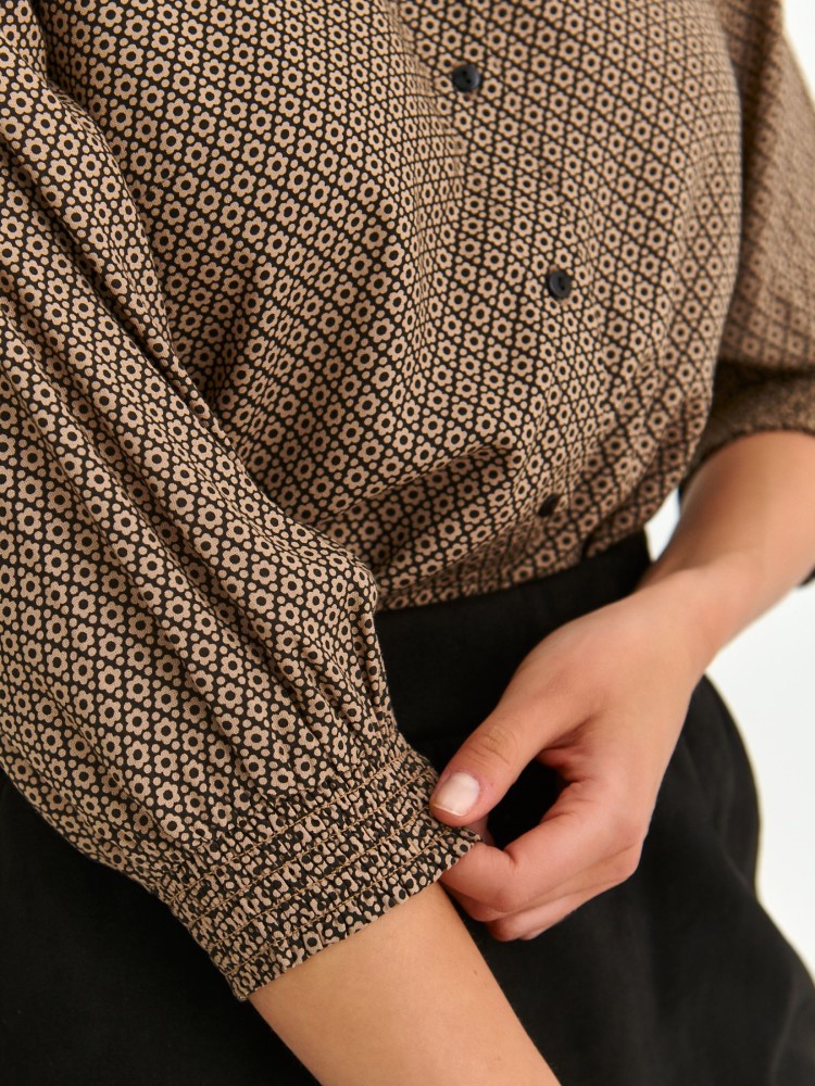 Koszula damska w retro wzór, z rękawem 3/4