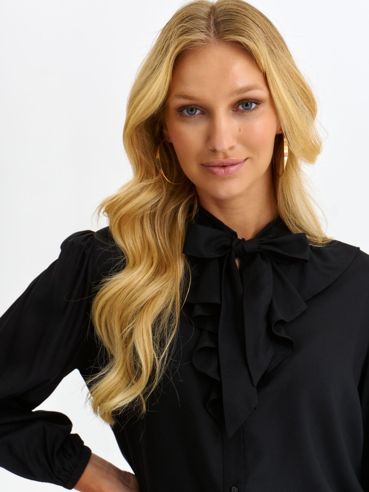 Elegancka koszula z falbaną i wiązaniem