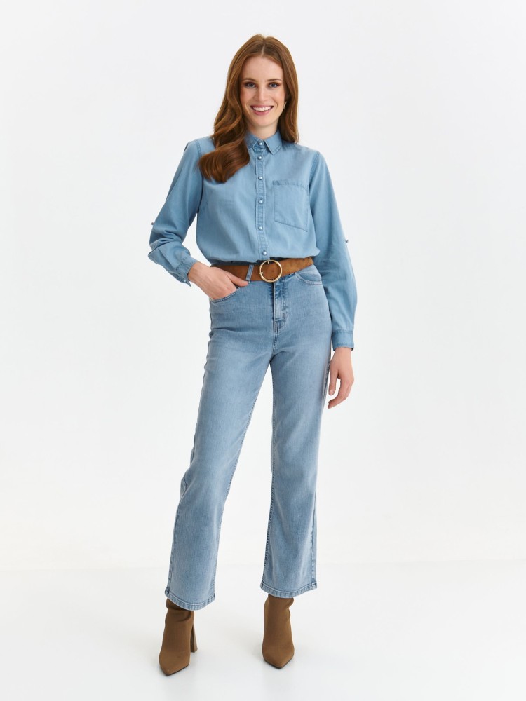 Gładka koszula z długim rękawem