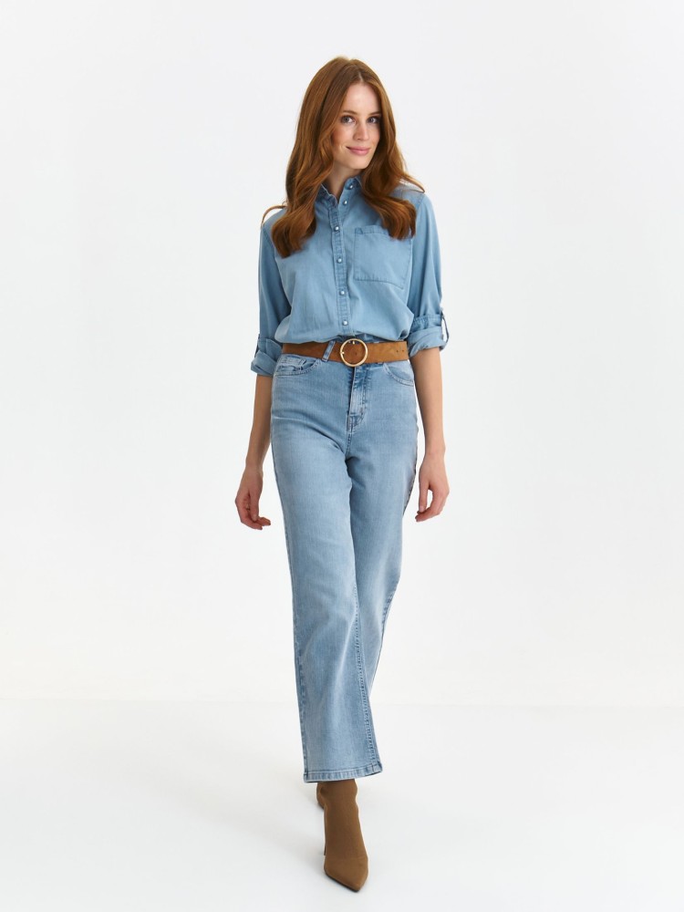 Gładka koszula z długim rękawem