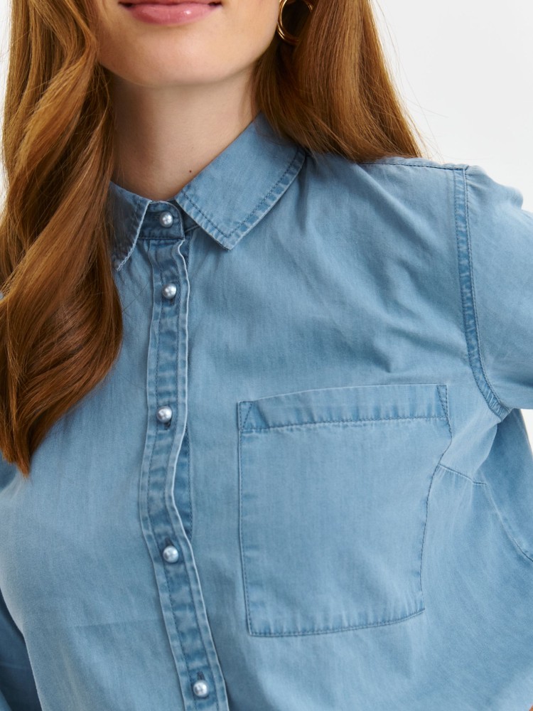 Gładka koszula z długim rękawem