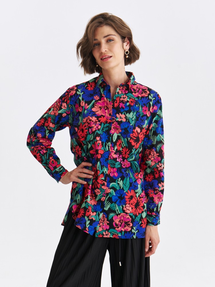Koszula damska w kolorowe kwiaty