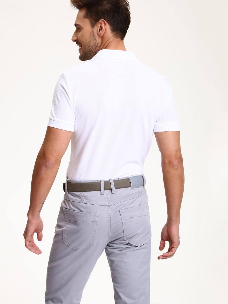 T-shirt męski polo ze strukturalnej dzianiny