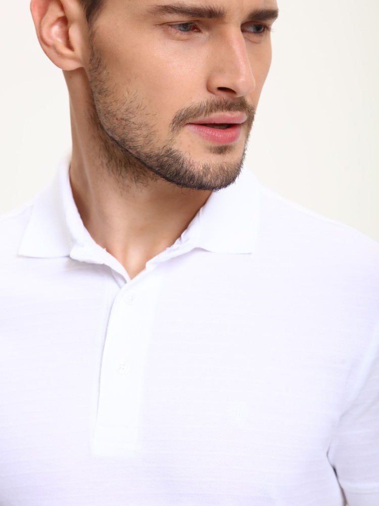 T-shirt męski polo ze strukturalnej dzianiny