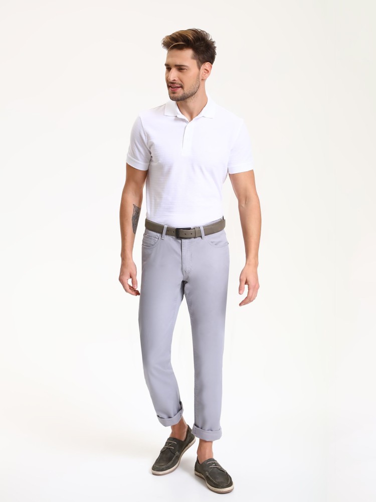 T-shirt męski polo ze strukturalnej dzianiny