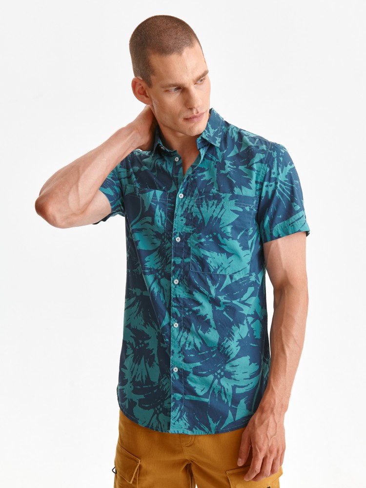 Koszula męska z krótkim rękawem w kwiaty