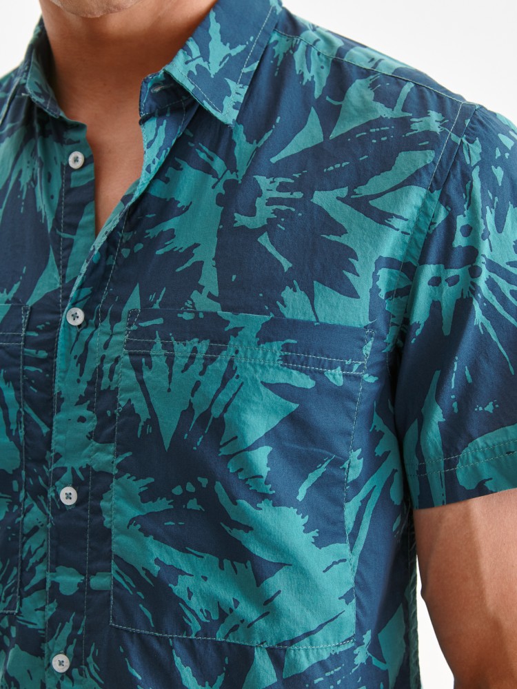 Koszula męska z krótkim rękawem w kwiaty