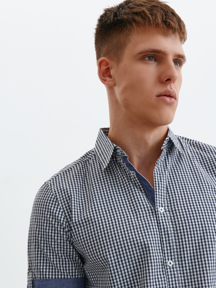 Koszula męska w kratkę z krótkim rękawem