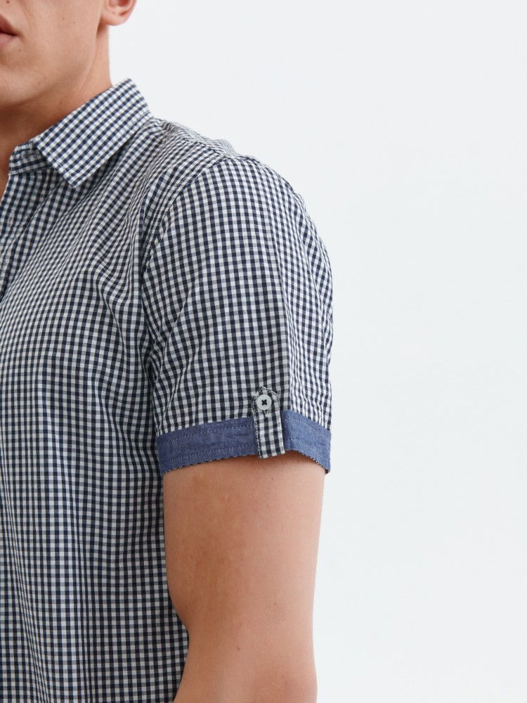 Koszula męska w kratkę z krótkim rękawem