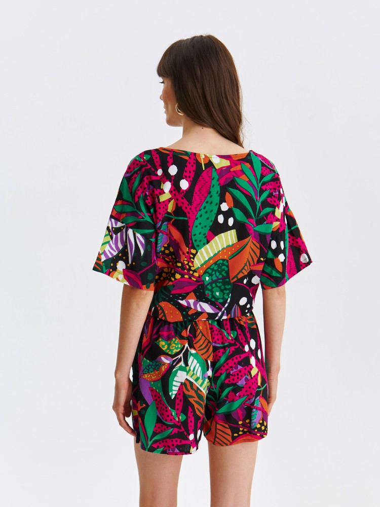 Bluzka z wiązaniem w kolorowy nadruk