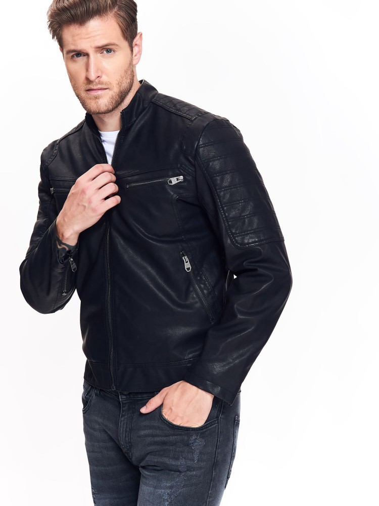 Kurtka męska typu biker ze skóry ekologicznej