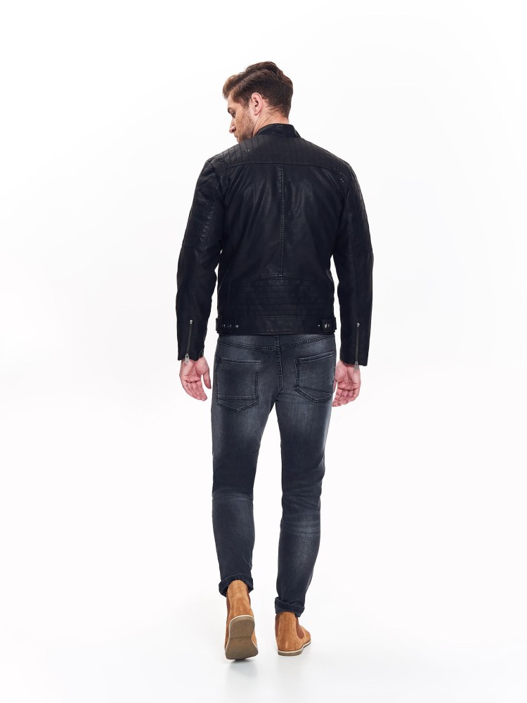 Kurtka męska typu biker ze skóry ekologicznej