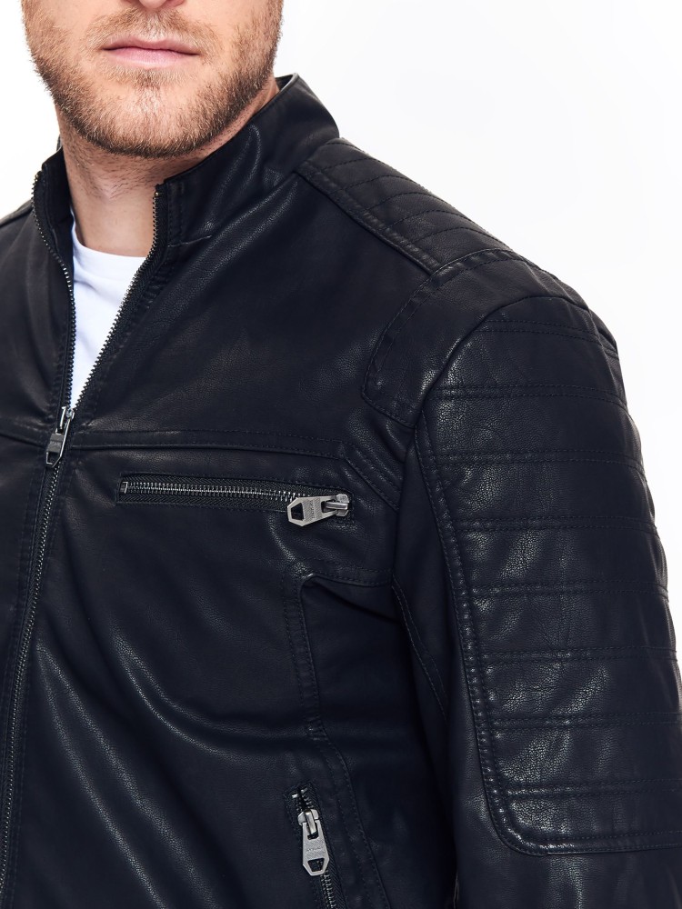 Kurtka męska typu biker ze skóry ekologicznej