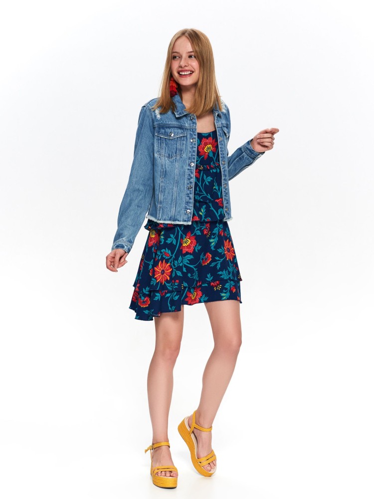 Kurtka krótka damska jeansowa z guzikami