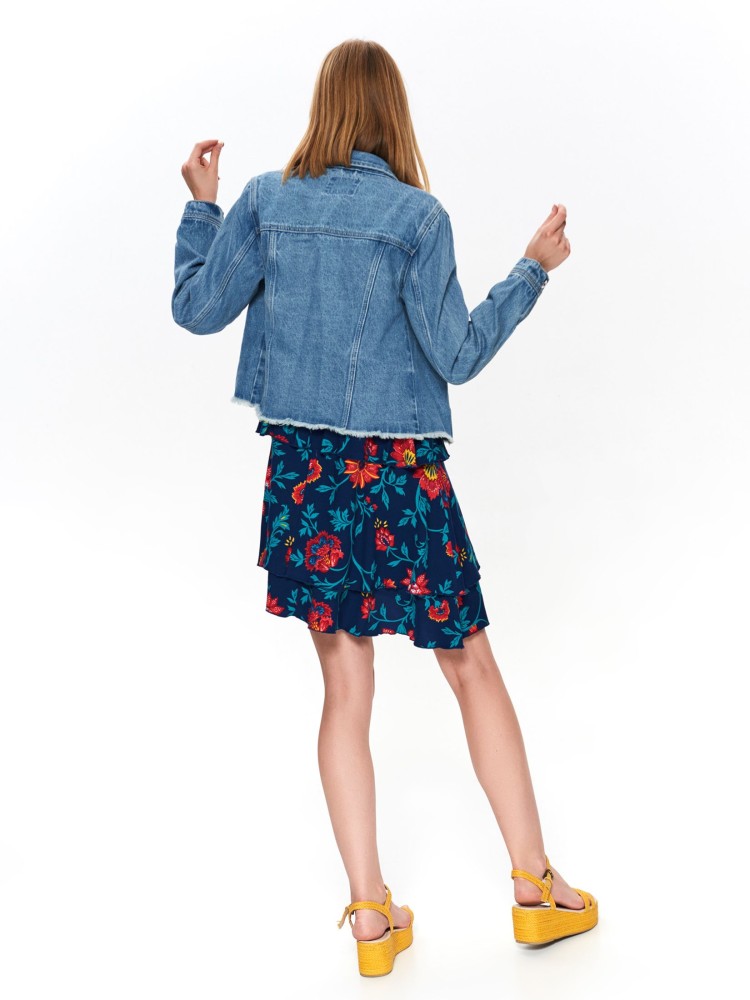 Kurtka krótka damska jeansowa z guzikami