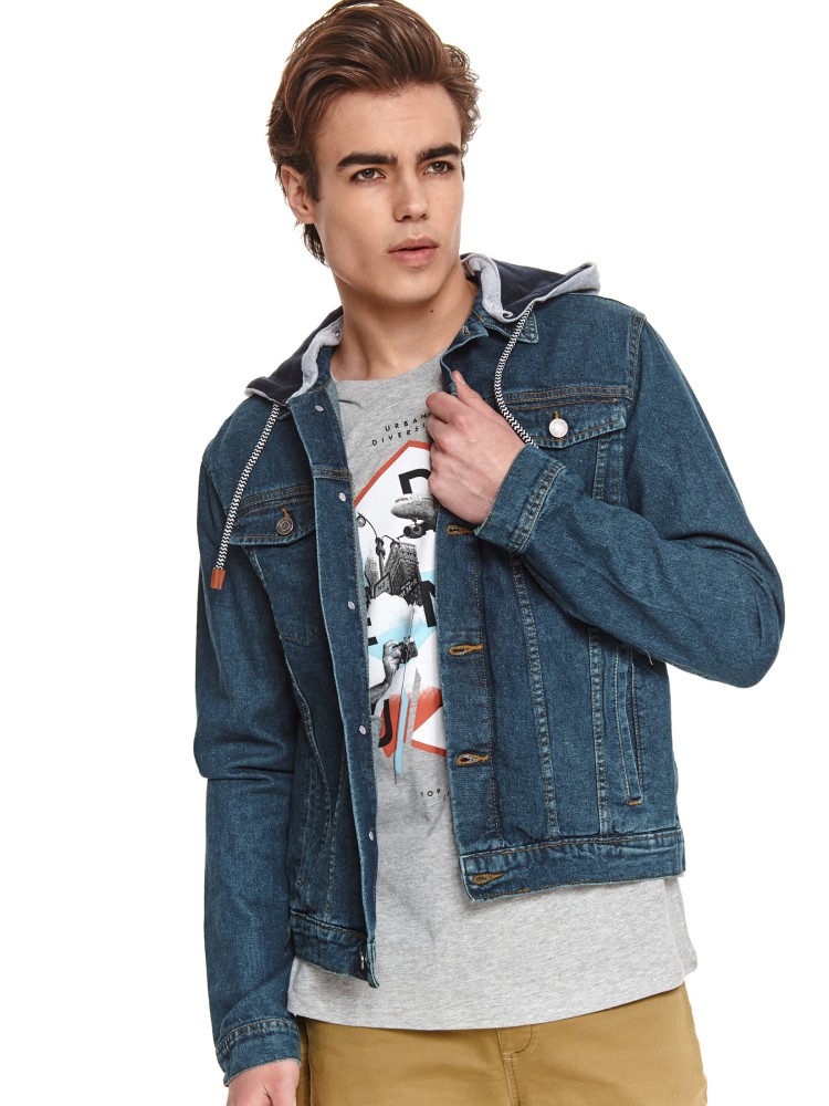 Klasyczna kurtka denim z odpinanym kapturem