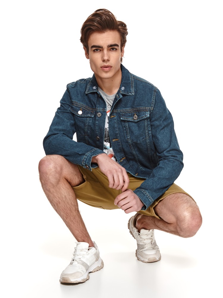 Klasyczna kurtka denim z odpinanym kapturem