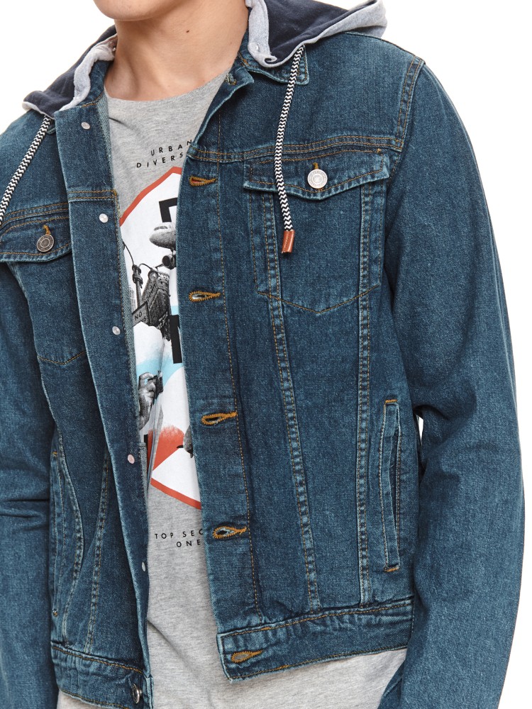 Klasyczna kurtka denim z odpinanym kapturem