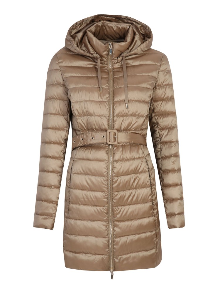Puchowa kurtka z paskiem