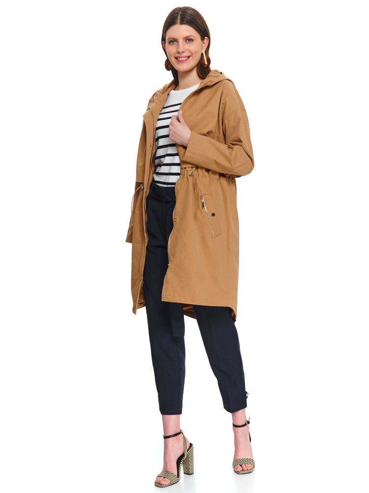 Parka z kapturem i wiązaniem w pasie