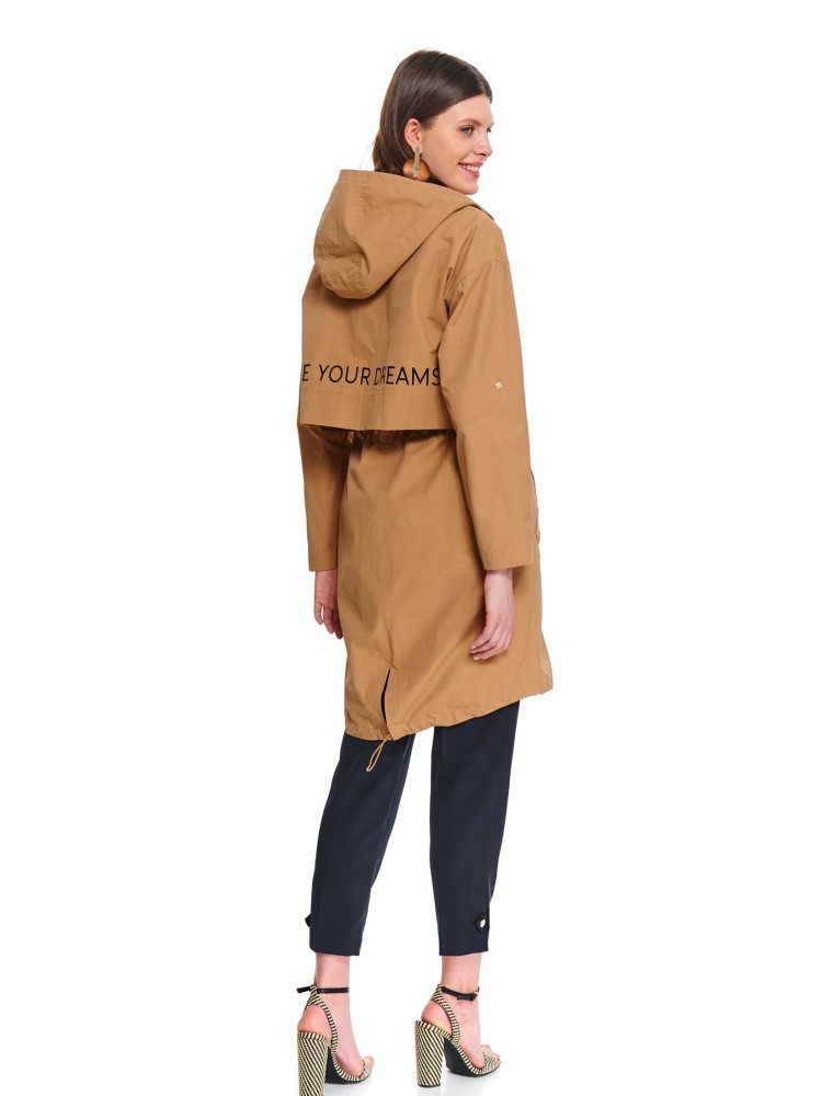 Parka z kapturem i wiązaniem w pasie