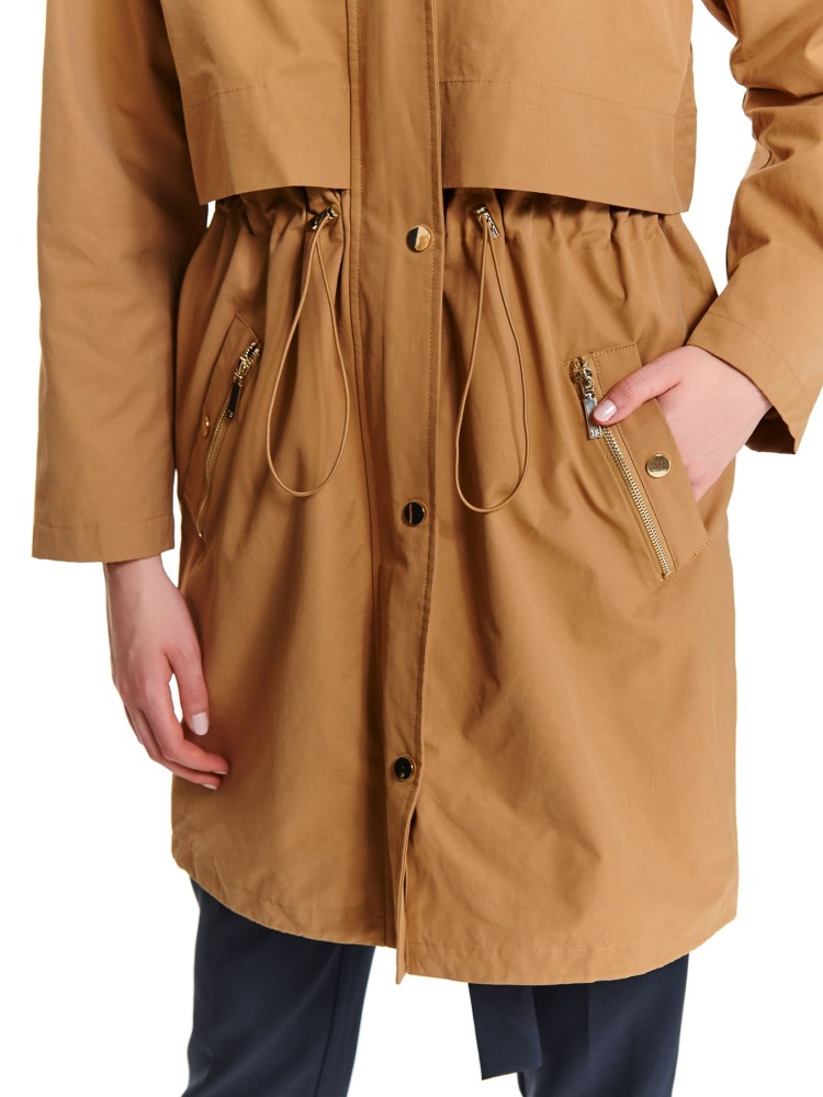 Parka z kapturem i wiązaniem w pasie