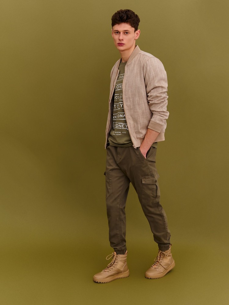 Kurtka lniana typu bomber