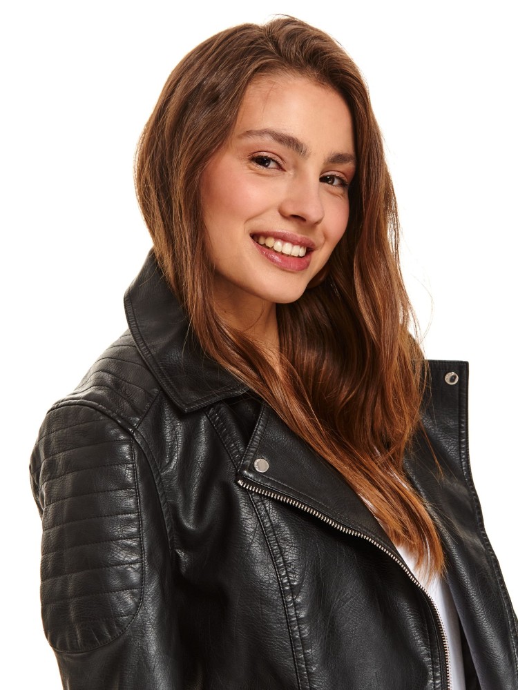 Ramoneska z eko skóry z odpinanym futerkiem