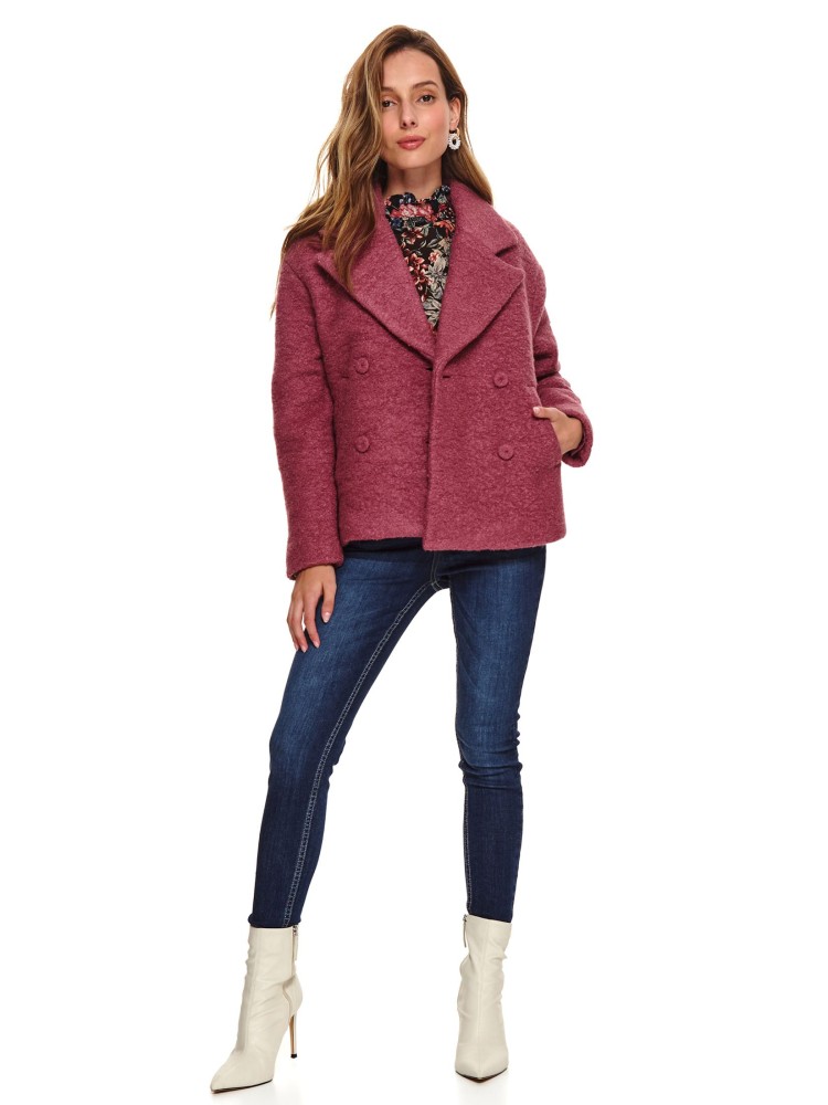 Krótki płaszcz damski z wełną