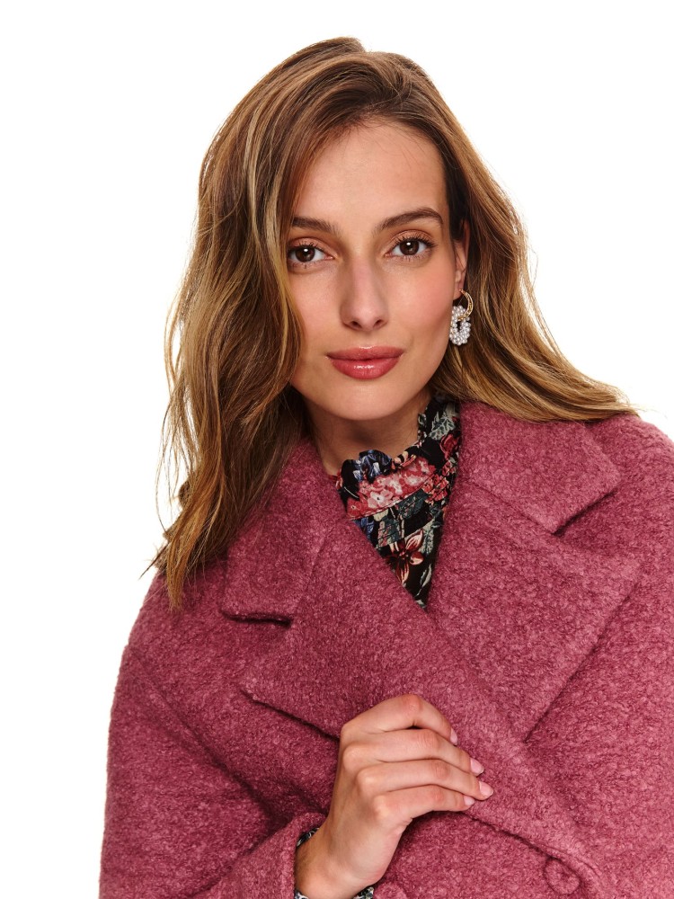 Krótki płaszcz damski z wełną