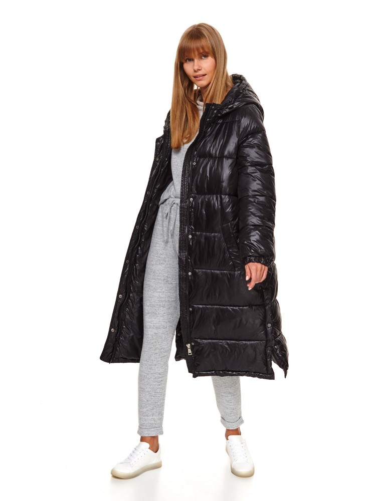Długa ocieplana kurtka z kapturem