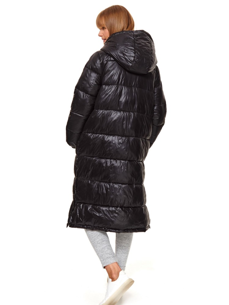 Długa ocieplana kurtka z kapturem