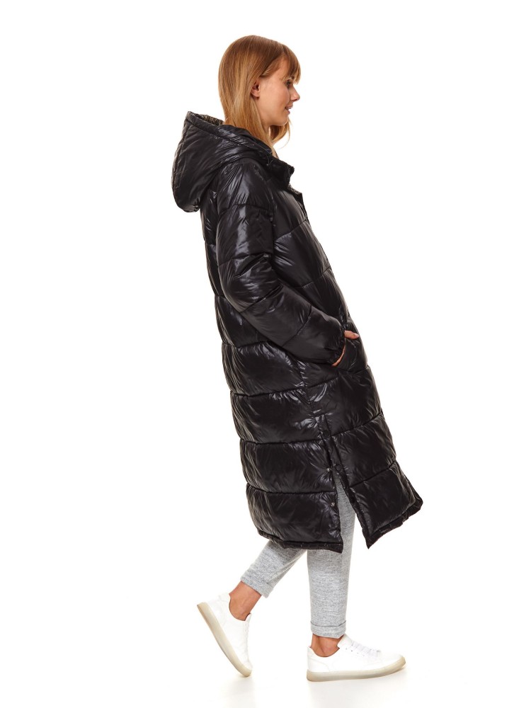 Długa ocieplana kurtka z kapturem