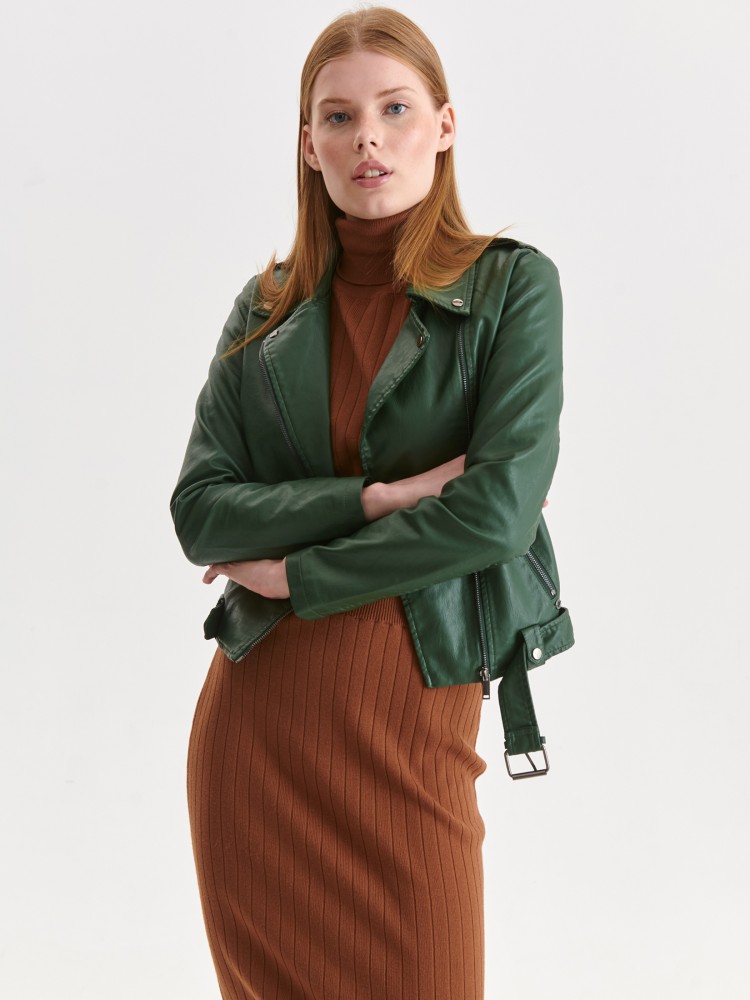 Ciemnozielona ramoneska z paskiem