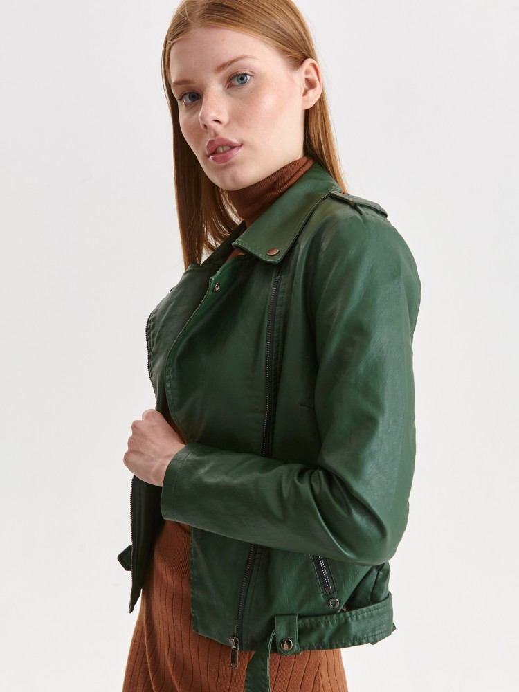 Ciemnozielona ramoneska z paskiem