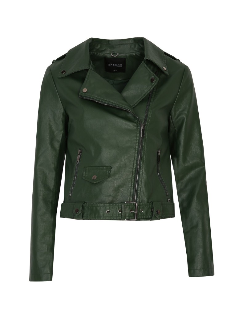 Ciemnozielona ramoneska z paskiem