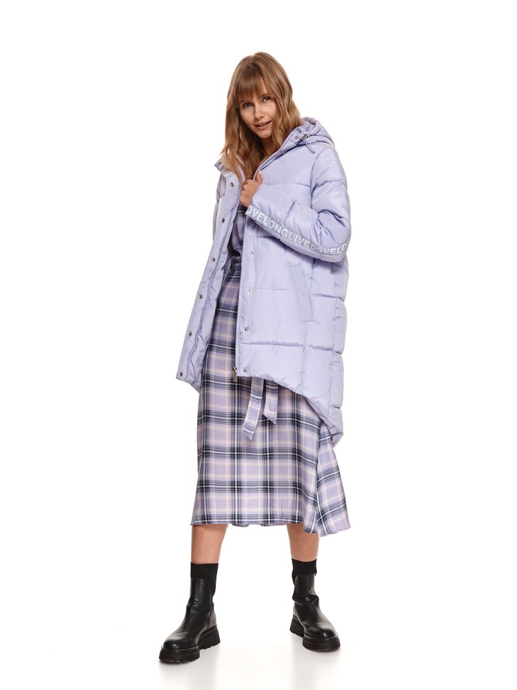 Luźna pikowana kurtka z kapturem