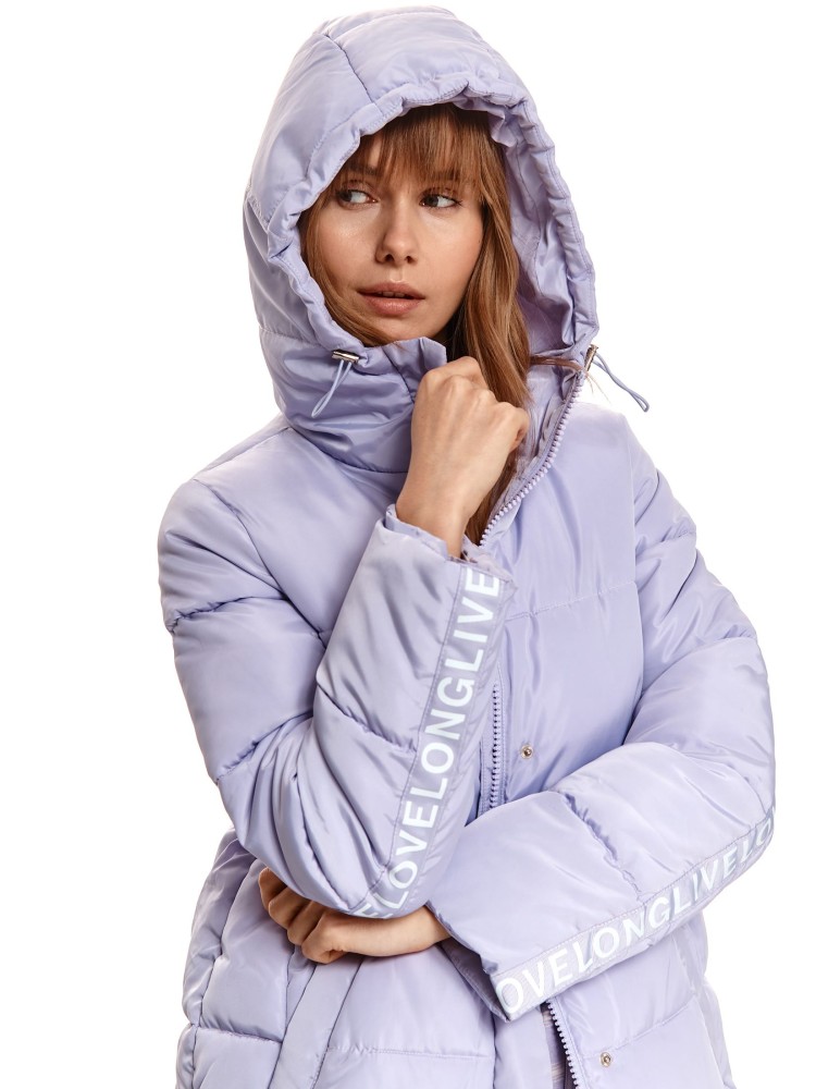 Luźna pikowana kurtka z kapturem