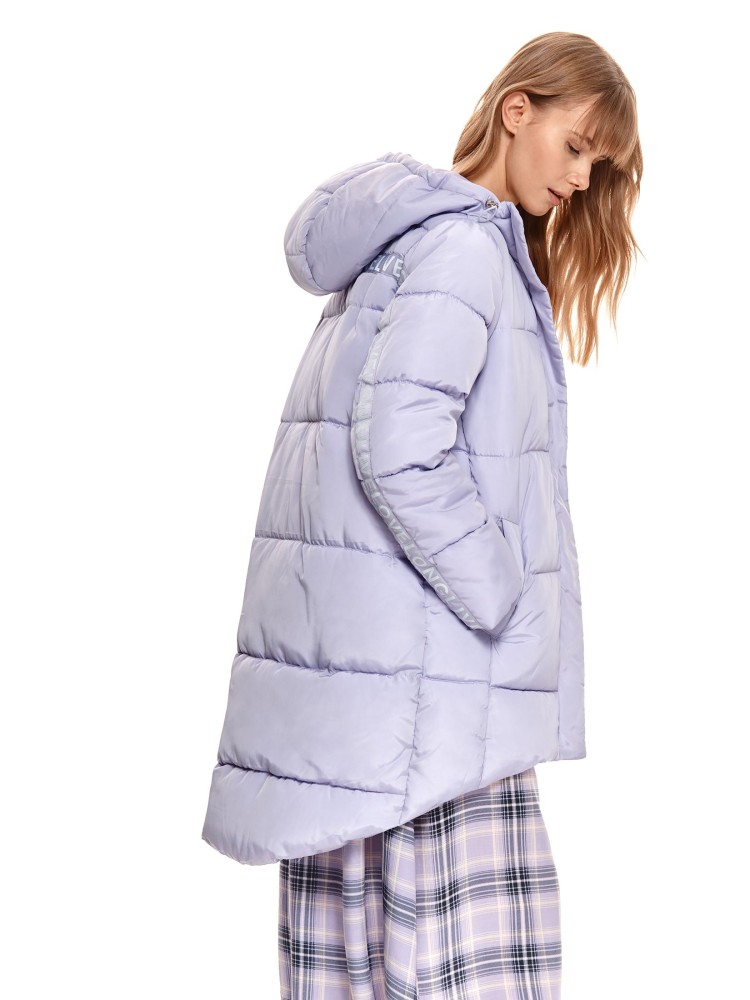 Luźna pikowana kurtka z kapturem