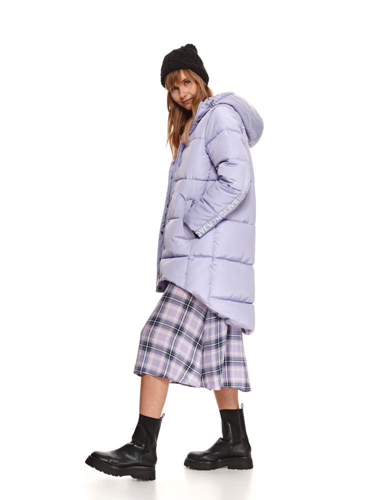 Luźna pikowana kurtka z kapturem